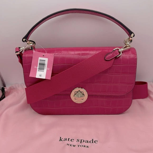 Kate Spade Audrey Flap Crossbody Croc Embossed - Picture 7 of 11